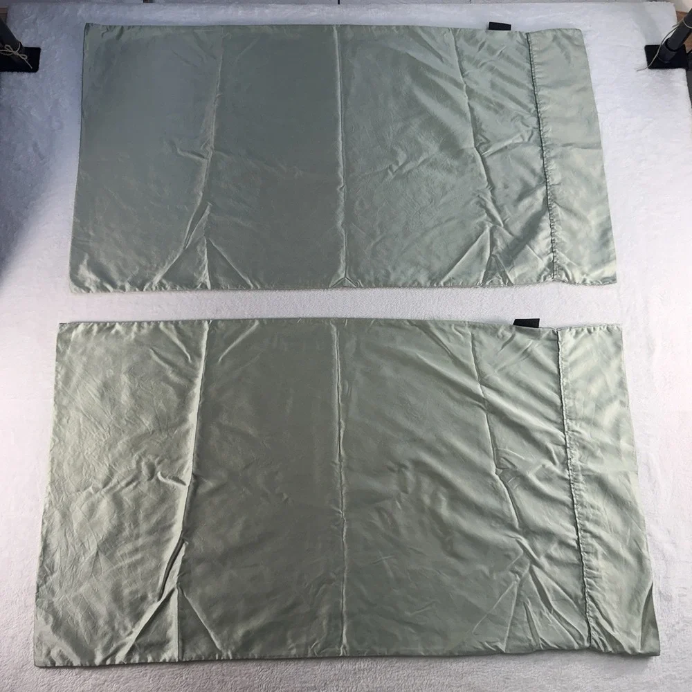 2 Night Pillowcases King‎ Green Dualsilk Mulberry Silk Blend Satin Washable